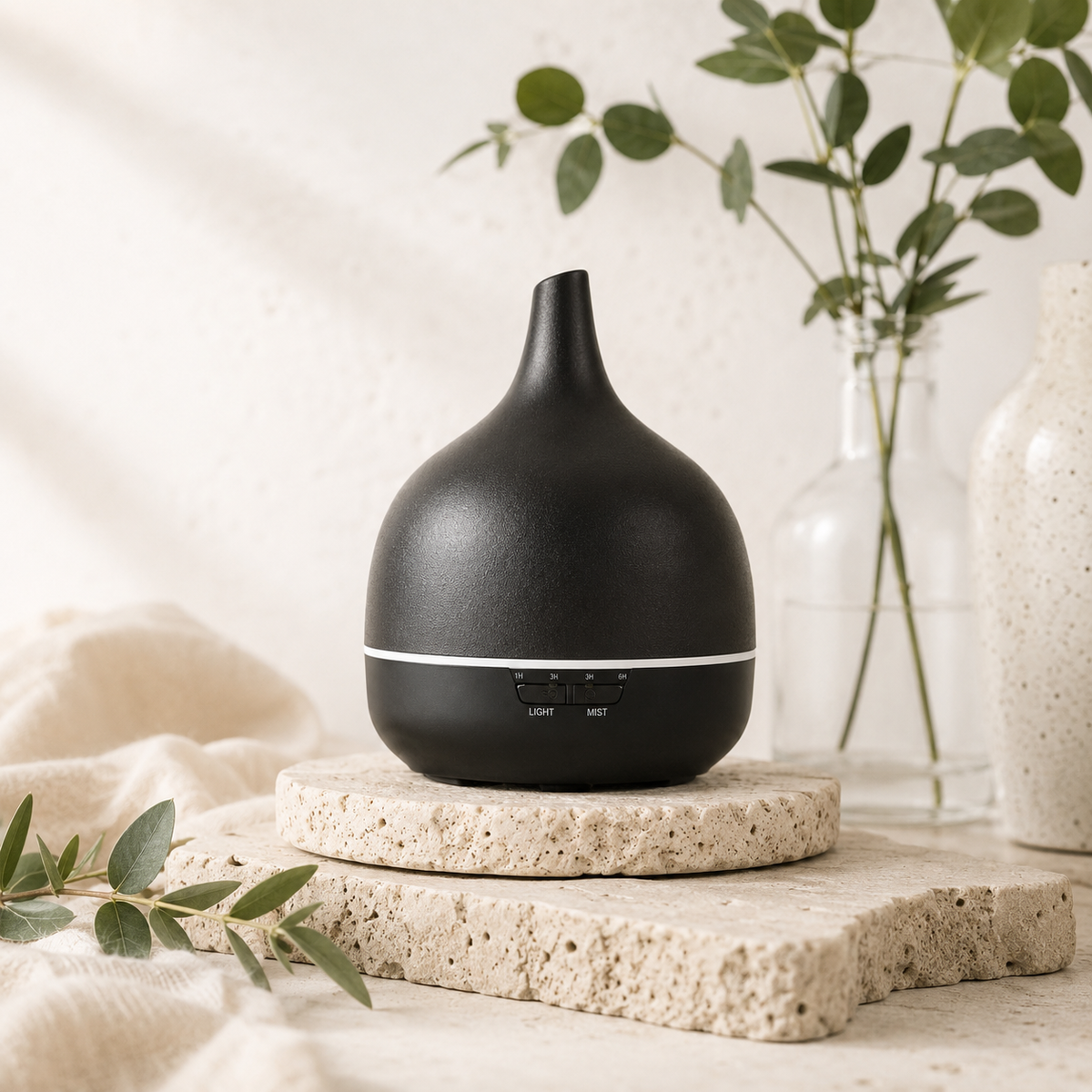 Black Ceramic Ultrasonic Essential Oil Diffuser, 400 ml